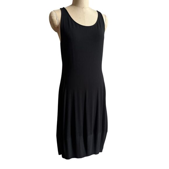 Eileen Fisher Black Tank Dress with‎ Tulip Hem Women's Size Large EUC - Picture 1 of 6